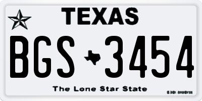 TX license plate BGS3454