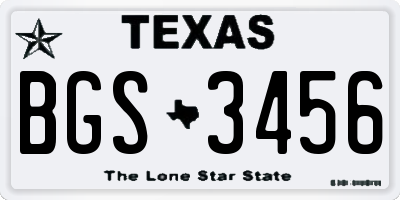 TX license plate BGS3456