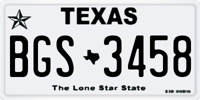 TX license plate BGS3458