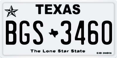 TX license plate BGS3460
