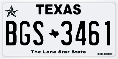 TX license plate BGS3461