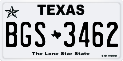 TX license plate BGS3462