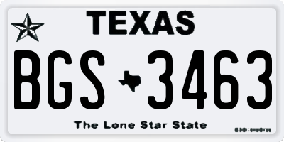 TX license plate BGS3463
