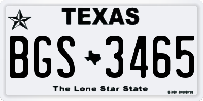 TX license plate BGS3465