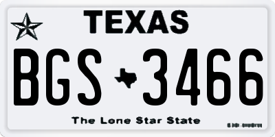TX license plate BGS3466