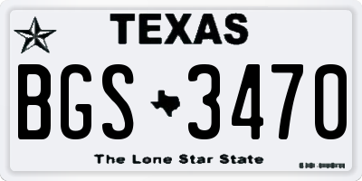 TX license plate BGS3470