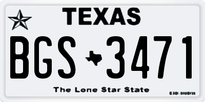 TX license plate BGS3471