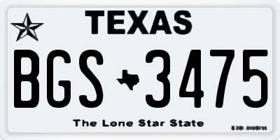 TX license plate BGS3475