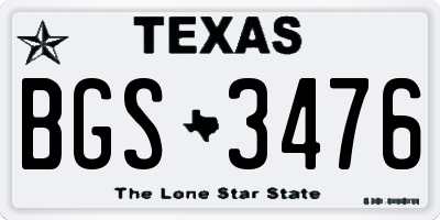 TX license plate BGS3476