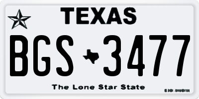 TX license plate BGS3477