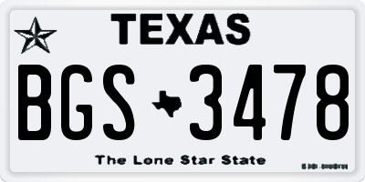 TX license plate BGS3478