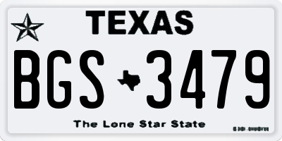 TX license plate BGS3479