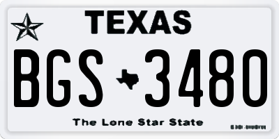 TX license plate BGS3480