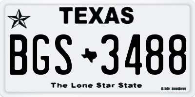 TX license plate BGS3488