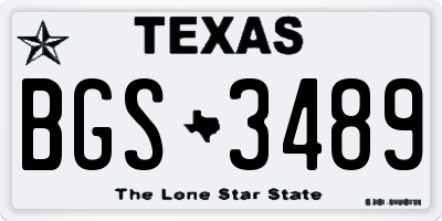 TX license plate BGS3489