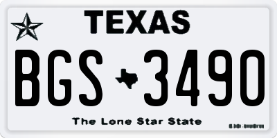 TX license plate BGS3490