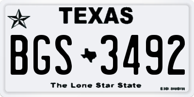 TX license plate BGS3492
