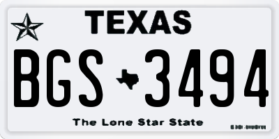 TX license plate BGS3494