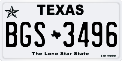 TX license plate BGS3496