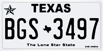 TX license plate BGS3497