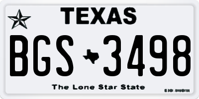TX license plate BGS3498