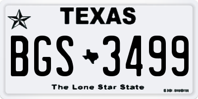 TX license plate BGS3499