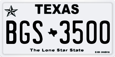 TX license plate BGS3500