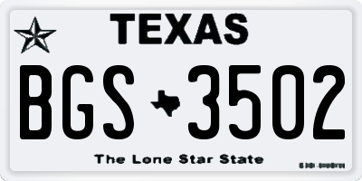 TX license plate BGS3502