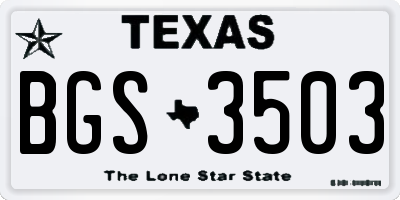 TX license plate BGS3503