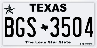 TX license plate BGS3504