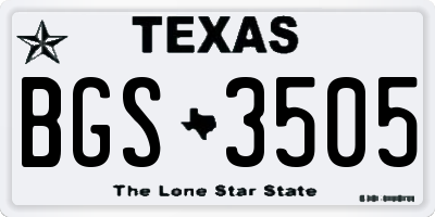 TX license plate BGS3505