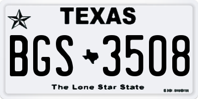 TX license plate BGS3508