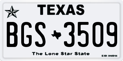 TX license plate BGS3509