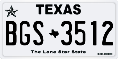 TX license plate BGS3512