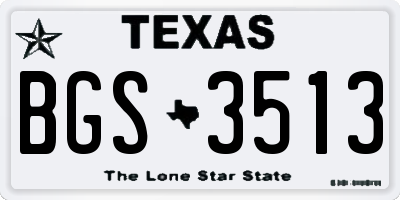TX license plate BGS3513