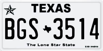 TX license plate BGS3514