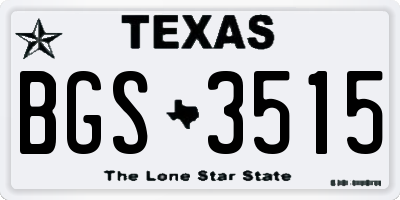 TX license plate BGS3515