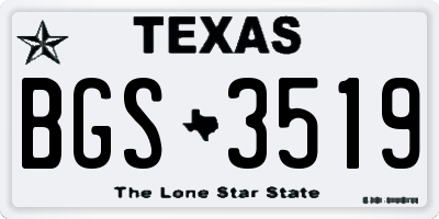 TX license plate BGS3519