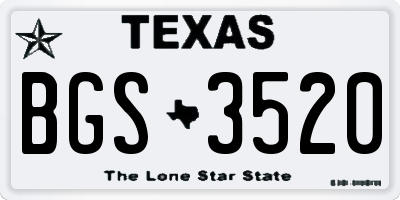 TX license plate BGS3520