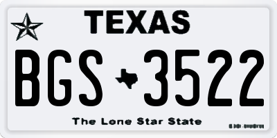 TX license plate BGS3522