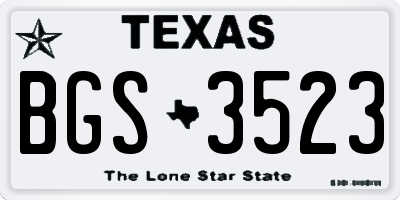 TX license plate BGS3523