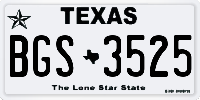 TX license plate BGS3525