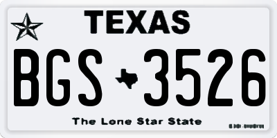 TX license plate BGS3526