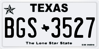 TX license plate BGS3527