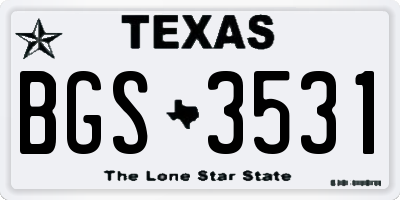 TX license plate BGS3531