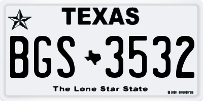 TX license plate BGS3532