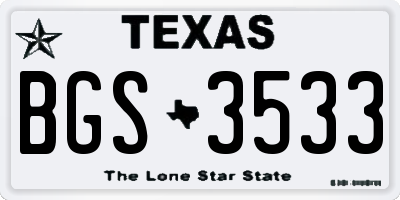 TX license plate BGS3533