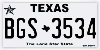 TX license plate BGS3534