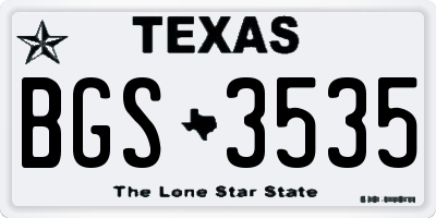 TX license plate BGS3535