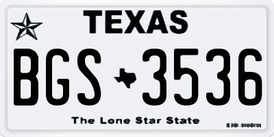 TX license plate BGS3536